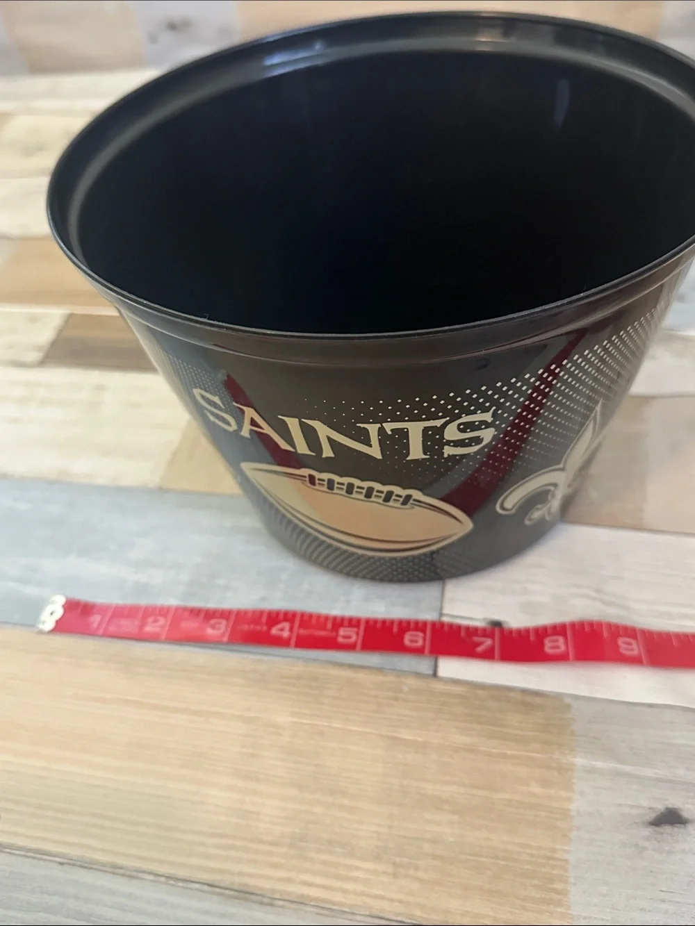 Saints Serving Bowl, Popcorn Bowl Black & Gold Team Logo